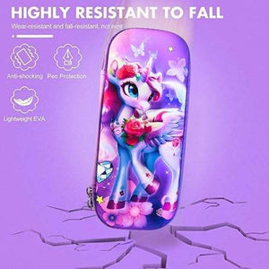 "Colorful unicorn pouches with 3D emboss designs, stationery items for kids, available in Ahmedabad, Gujarat, India." www.usmile.toys