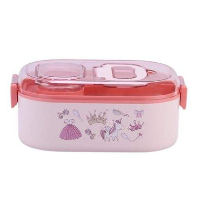 Premium quality stainless steel lunch boxes with colorful airtight lids featuring white, black, and yellow clasps, perfect for kids and adults, displayed neatly alongside healthy meals including rice, fried snacks, fresh fruits, and soup. These stylish and durable lunch containers are ideal for school, office, and travel use. Available at www.usmile.toys, your trusted online store for toys, kids stationery, return gifts, baby products, and essentials. Enhance your lunchtime experience with our leakproof, mu