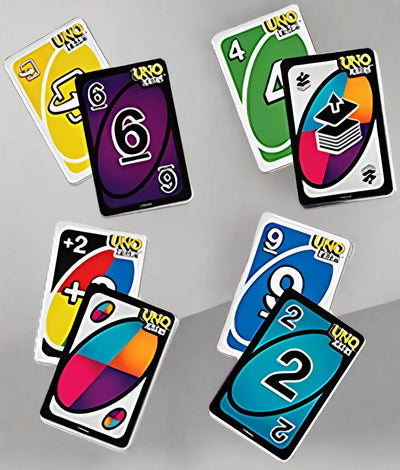 "Purple packaging for UNO Flip card game, featuring the 'Flip the Deck! Change the Game!' tagline and indicating double-sided cards." www.usmile.toys