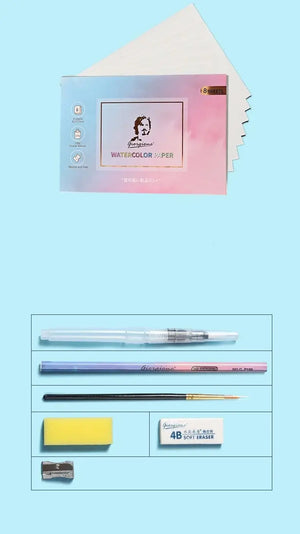"Front view of the 'Solid Watercolor Paint Set' by Giorgione, a 36-color art kit with vibrant hues and shimmering 'Pearl Light' effects, perfect for artists and students." www.usmile.toys