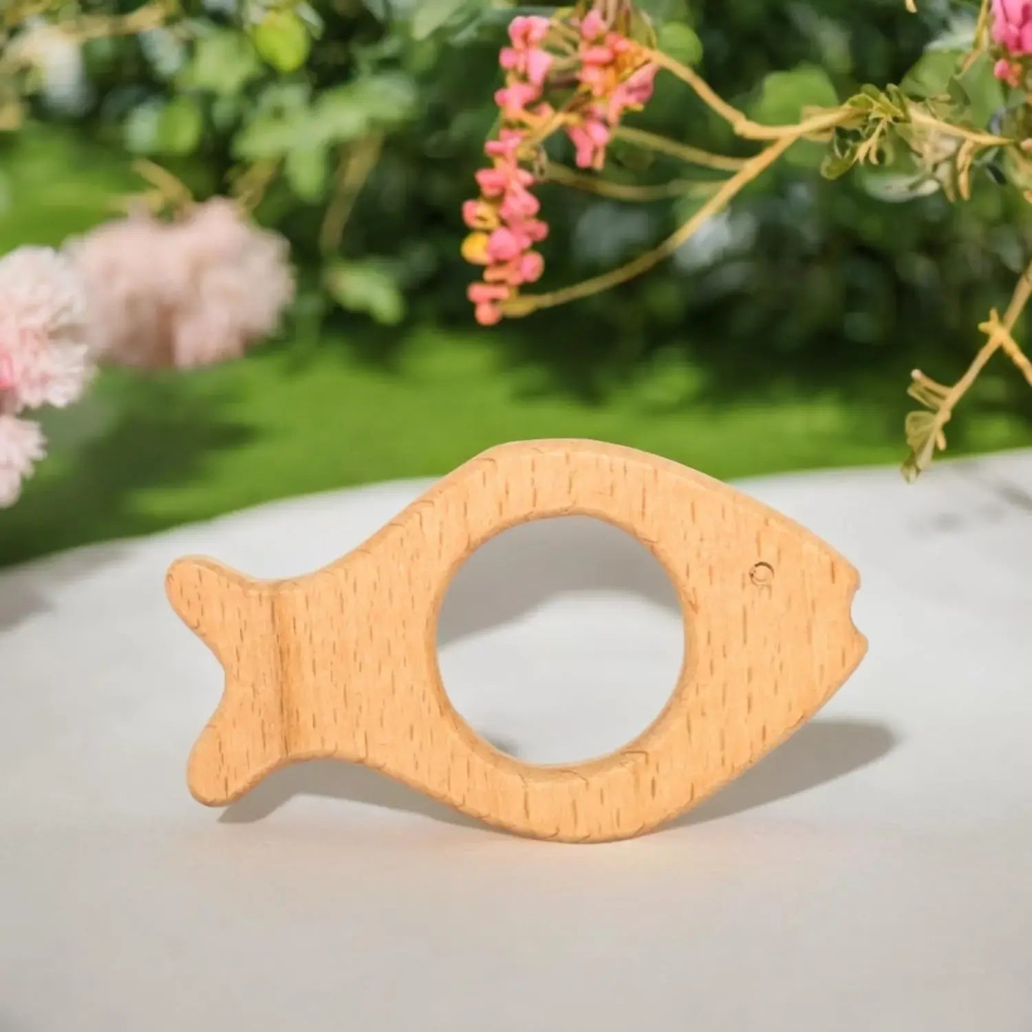 Wooden Baby Teether | Fish-Shaped Teething Toy for Babies 4-12 Months