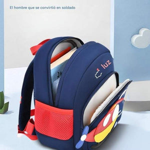 Front view of a Usmile Toys kids' backpack, showcasing a vibrant yellow color with a 'Flight' graphic and a detailed helicopter appliqué, ideal for preschoolers." www.usmile.toys
