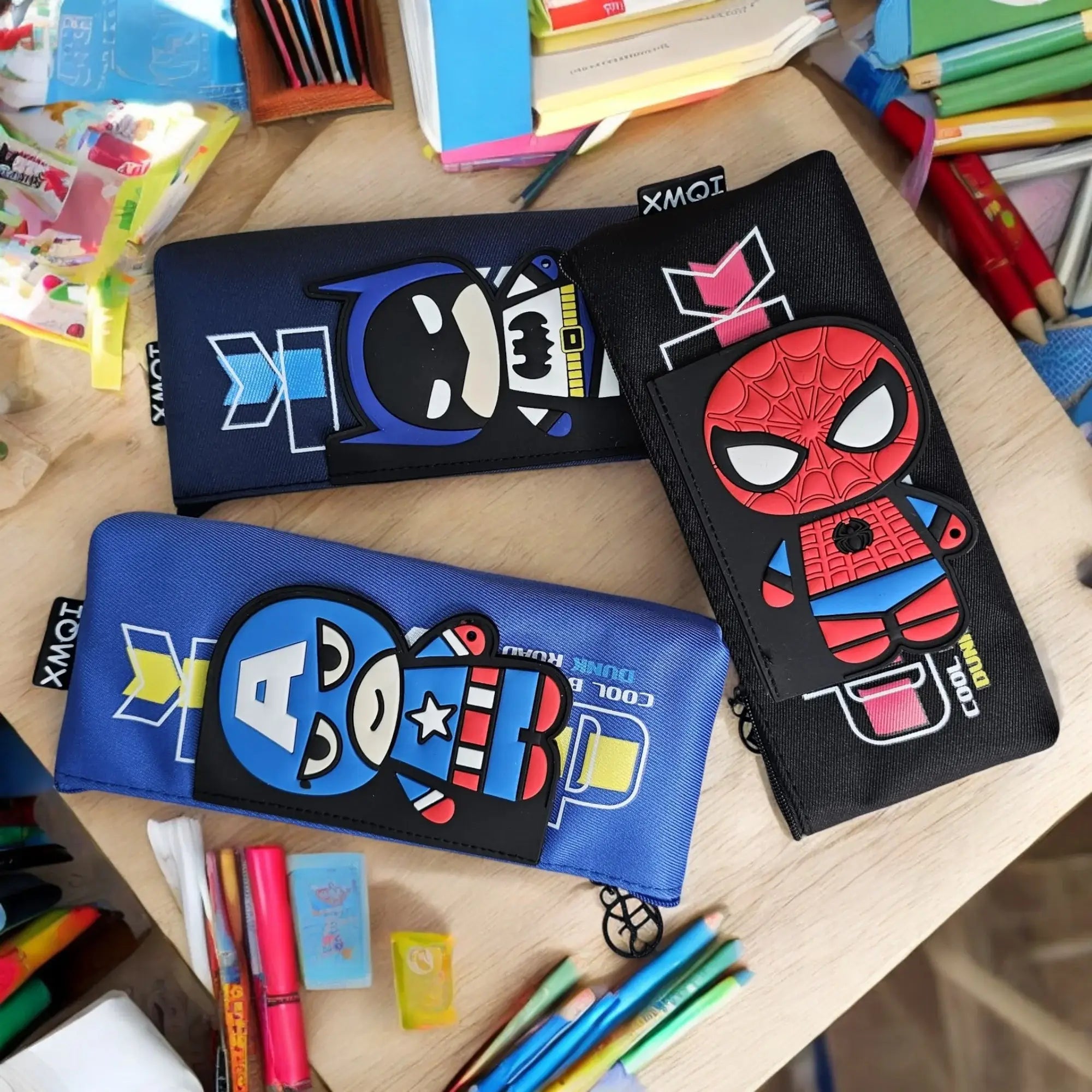 Superhero avenger -Themed Soft Pouch for Kids – Trendy & Durable Single Chain Pencil Case Featuring Spiderman, Batman & Captain America | Perfect Return Gift & School Essential for Students | Available at www.usmile.toys