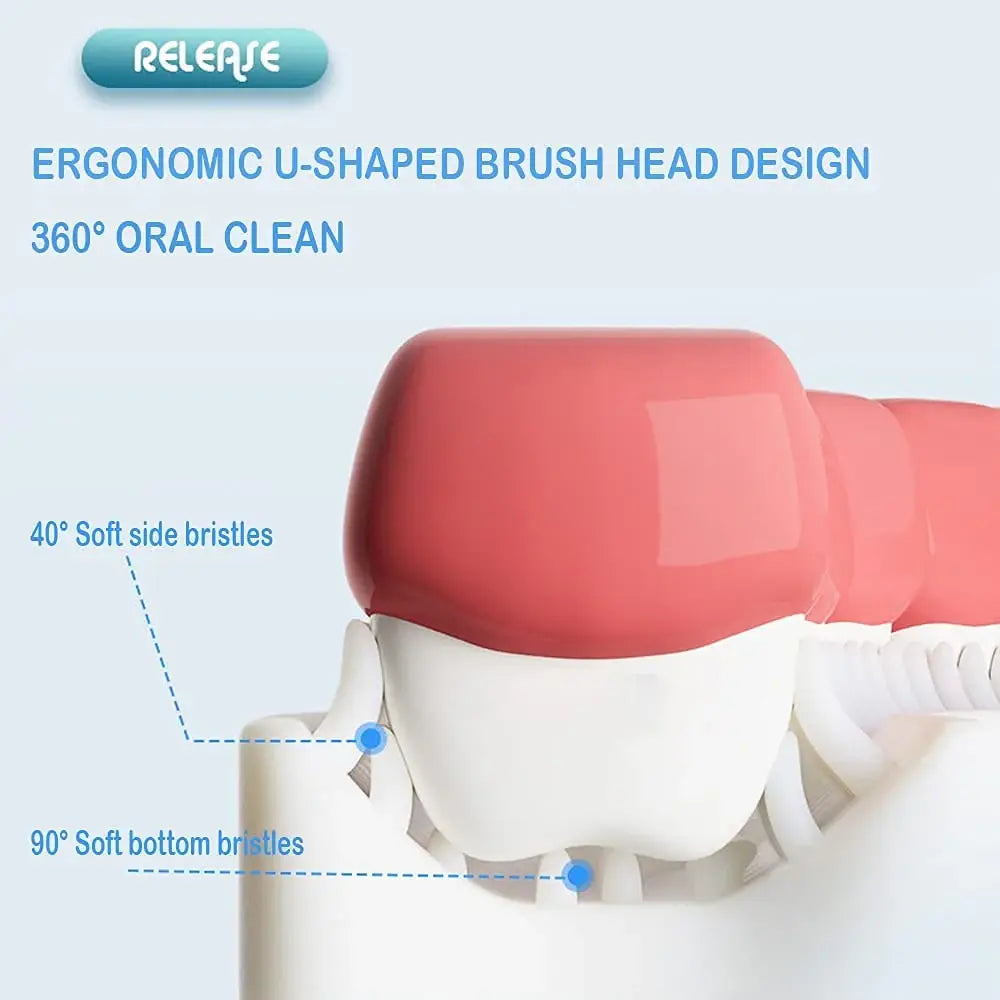 Toothbrush for Kids with U Shaped Silicone Brush Head for 360 Degree