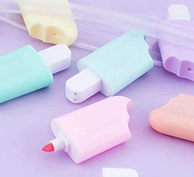 Novelty sketch marker set for children featuring a cute ice lolly design in soft pastel shades, comes in a pack of various colours, available in www.usmile.toys.
