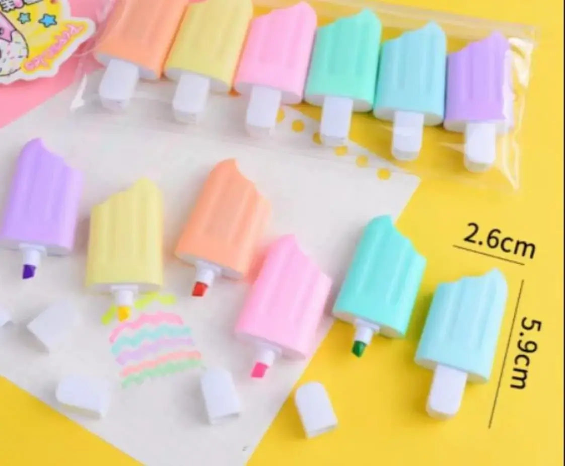 Novelty sketch marker set for children featuring a cute ice lolly design in soft pastel shades, comes in a pack of various colours, available in www.usmile.toys
