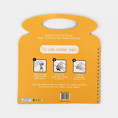 Yellow magic water book with instructions on a white background
